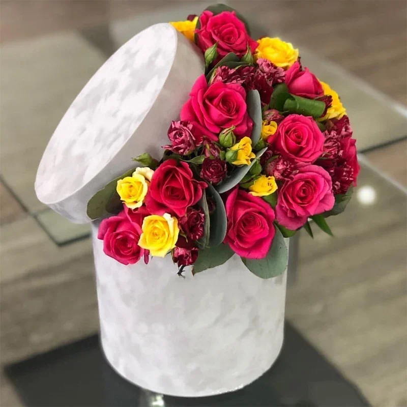 Florist Supply Buckets - 3 szt./zestaw Okrągłe aksamitne pudełka na
