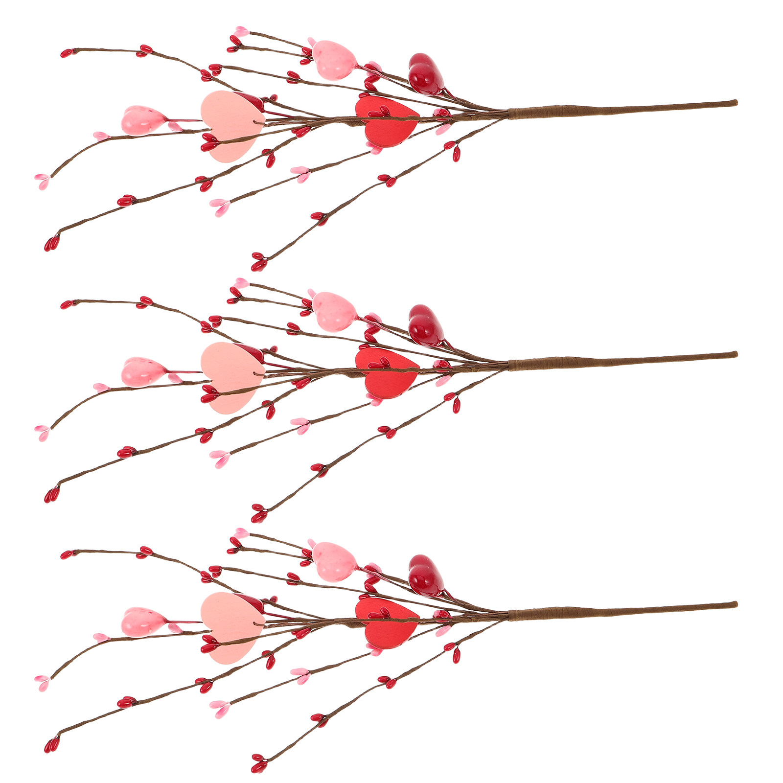 Floral Picks Wood - 3 szt. Gałązki z serduszkami, sztuczne