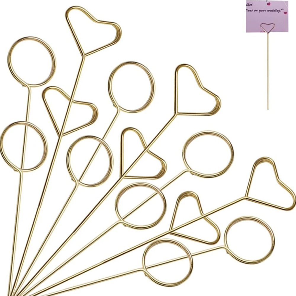 Floral Picks Wood - Wytrzymały złoty metalowy uchwyt na karty