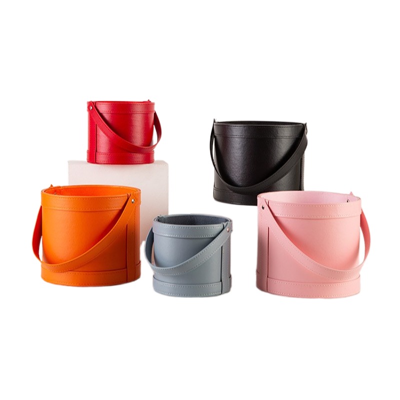 Florist Supply Buckets - Przenośne Skórzane Okrągłe Pudełko Prezentowe Opakowanie