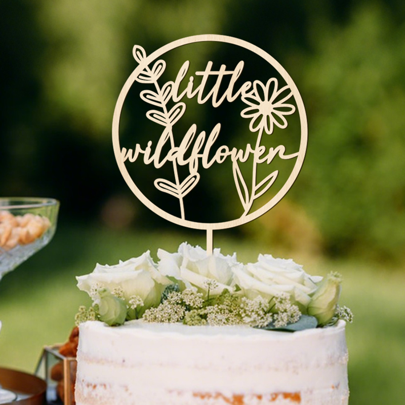 Floral Picks Wood - YOMDID Drewniany Topper na Tort z